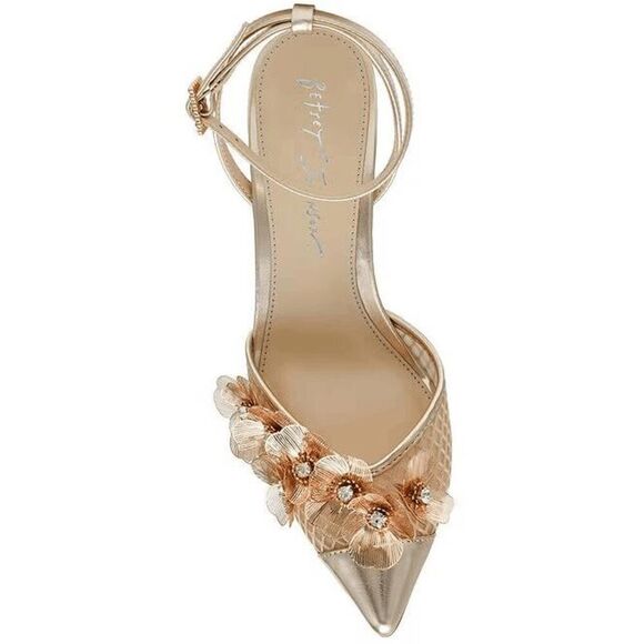 ✨ BETSEY JOHNSON Carli Gold Flower Ornament Pumps MSRP $139 SIZE 6,5 NEW IN BOX - Picture 6 of 17